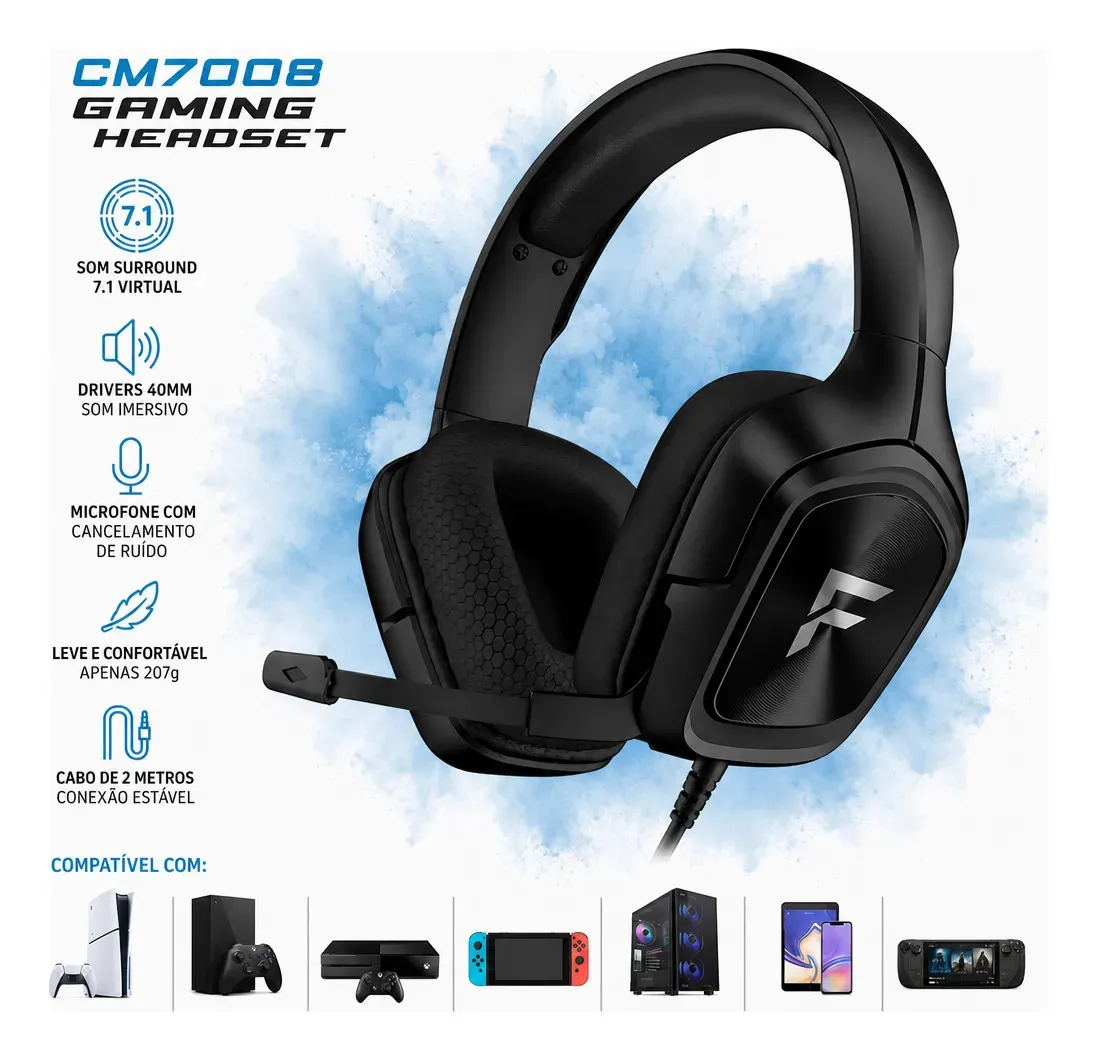 Headset PlayStation 5 Olafvi CM7008 Fio Profissional