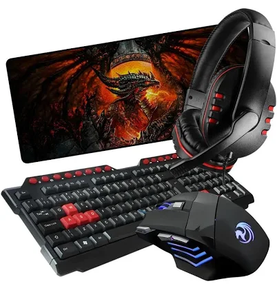 Kit Gamer Completo Teclado, Mouse 3200dpi, Headset, Mousepad Grande 70x35 Gamer