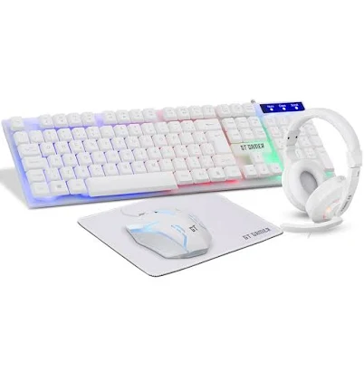 Kit GT Gamer Headset + Teclado + Mouse + Mousepad Branco